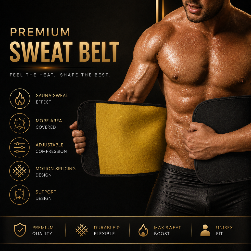 Sweat Belt, Stomach Belt for Women and Men Non-Tearable, Sauna Belt Waist Trainer, Sweat Belt for Men and Women Black