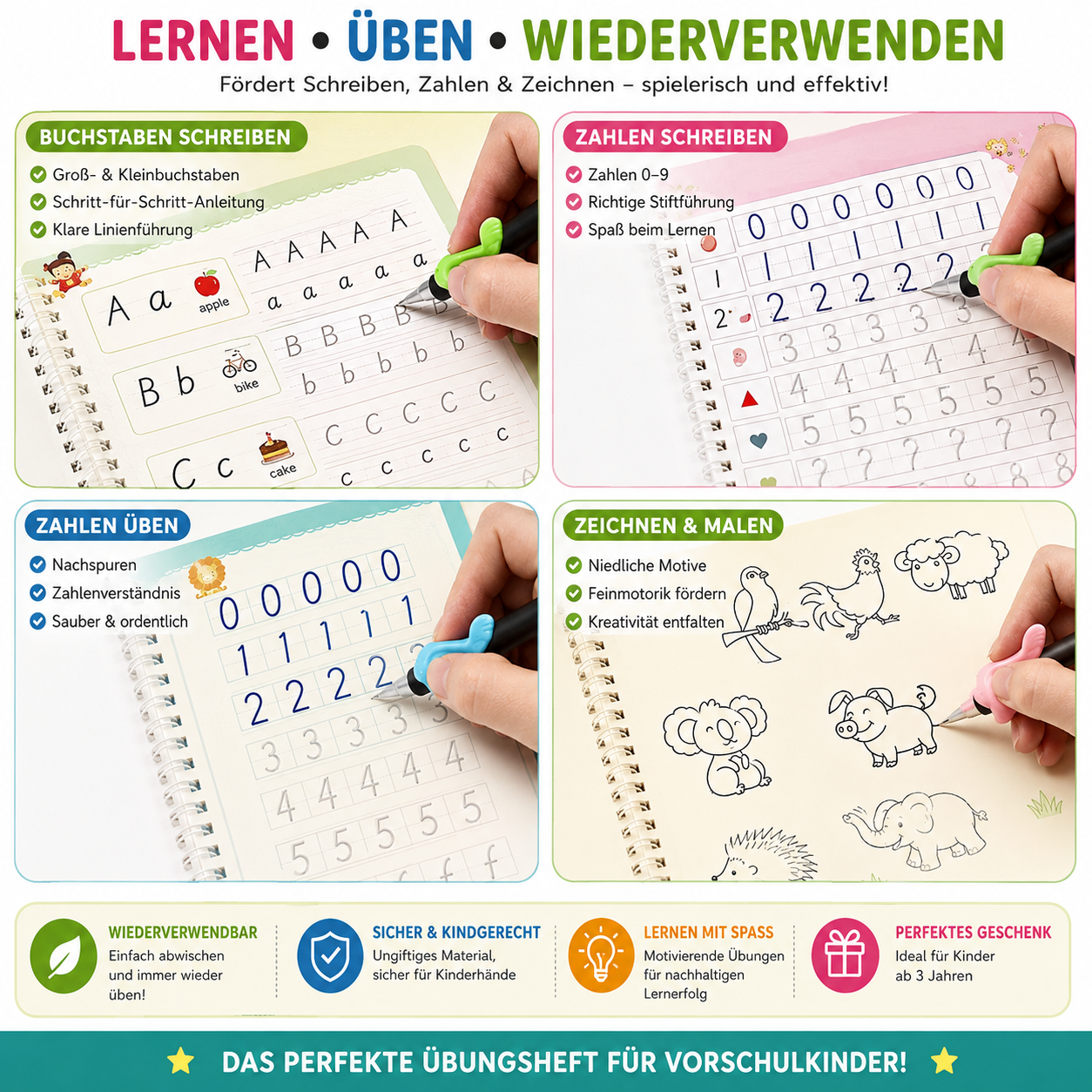 Sank Magic Practice Copybook (4 BOOK +1 PEN + 10 REFILL)